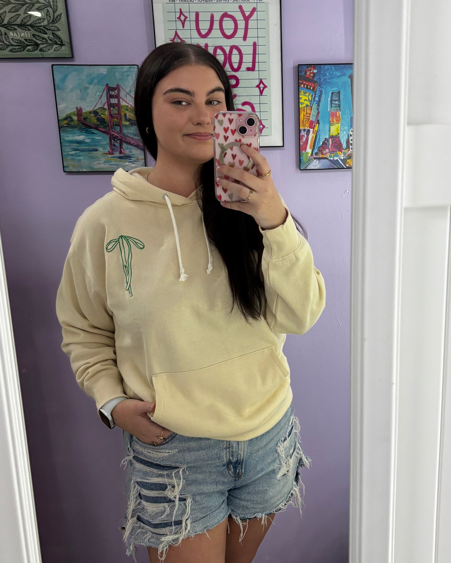 SS Bow Embroidered Hoodie