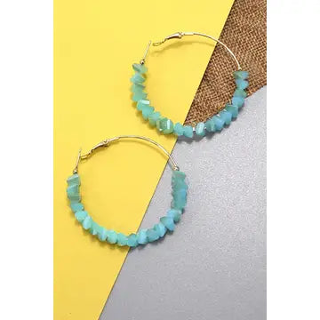 Blue Crystal Hoop Earrings
