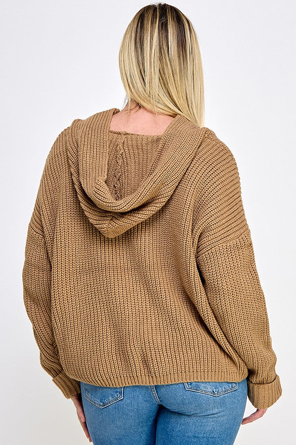 SALE Black Knit Sweater with Hood