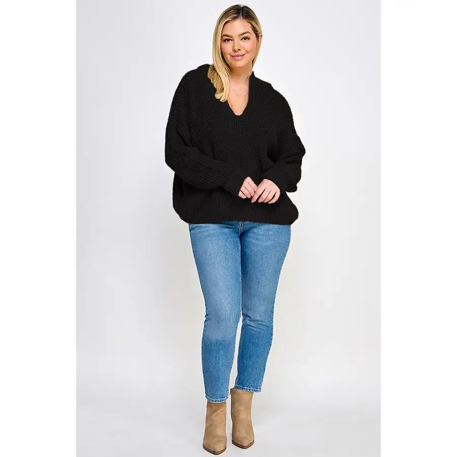 SALE Black Knit Sweater with Hood