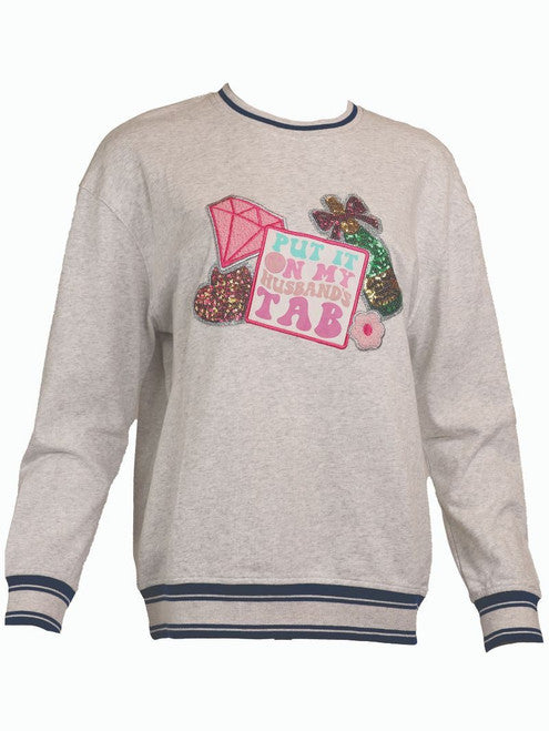 SS Sequin Tab Varsity Crew