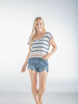 SS Blue Striped Jeckyl Top