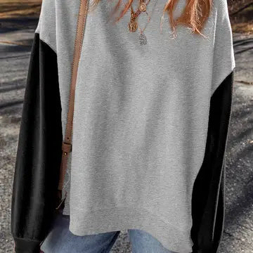 SALE Grey Sweatshirt w/ Color Block Sleeves