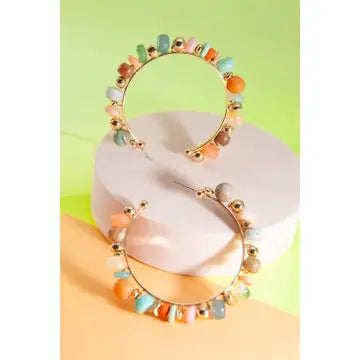 Multicolor Bead Hoop Earrings