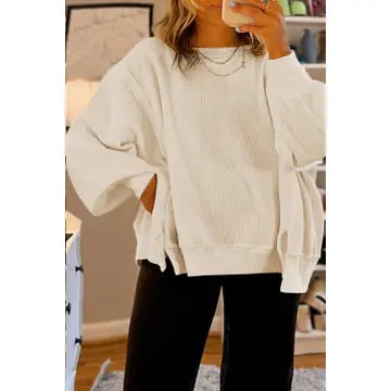 Cream Drop Shoulder Sweatshirt
